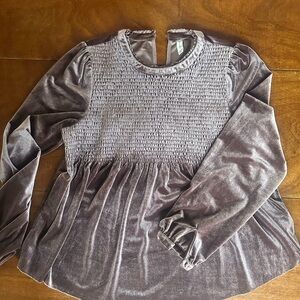 Gorgeous Gentle Fawn Velvet Smocked Blouse, Eggplant/Purple